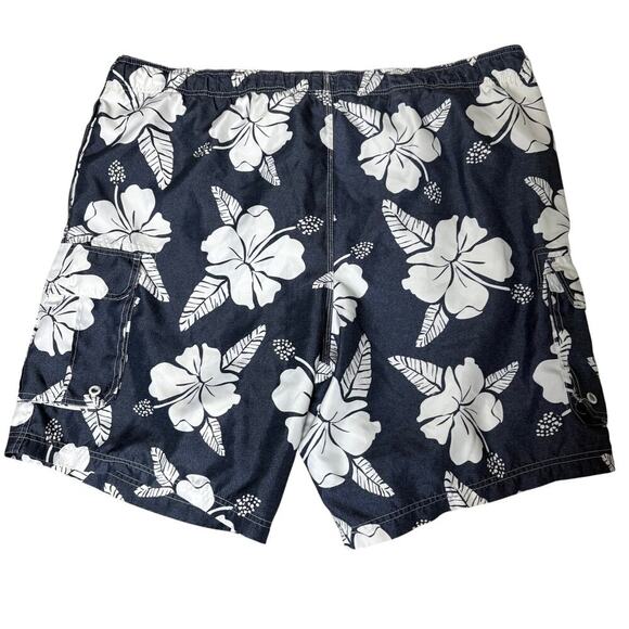 Swim Trunks OP Mens 2XL Hawaiian Print Navy White Holiday Vacation 44-46 - Picture 2 of 5